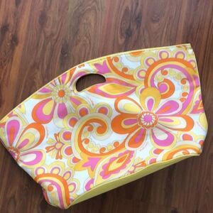 Large Clinique printed retro print style Handbag.